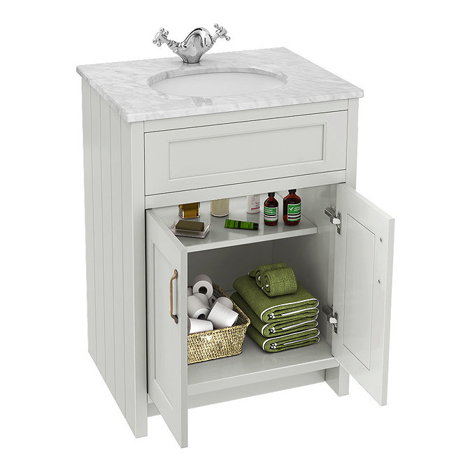 Chatsworth White Marble Traditional Grey Vanity Unit + Toilet Package  Profile Large Image