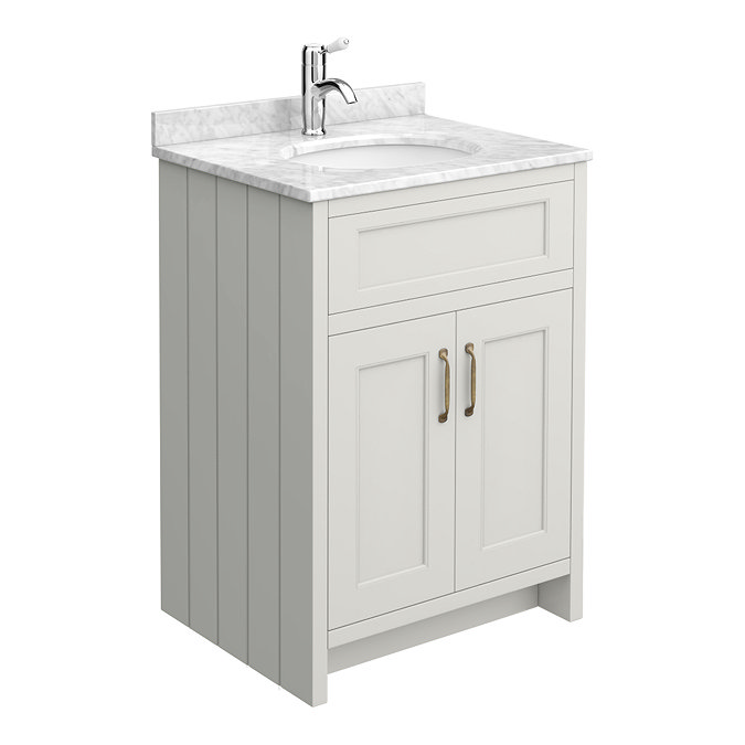 Chatsworth White Marble Traditional Grey Vanity Unit + Toilet Package  additional Large Image