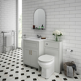 Chatsworth White Marble Traditional Grey Vanity Unit + Toilet Package Large Image