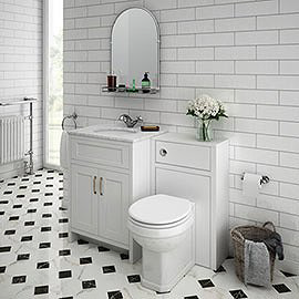 Chatsworth White Marble Traditional White Vanity Unit + Toilet Package Medium Image