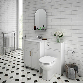 Chatsworth White Marble Traditional White Vanity Unit + Toilet Package Large Image