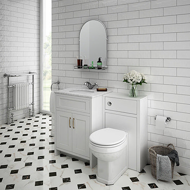 Chatsworth White Marble Traditional White Vanity Unit + Toilet Package  Profile Large Image