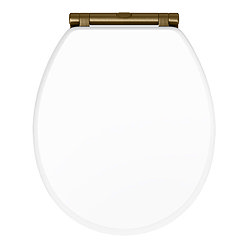 Chatsworth White Soft Close Toilet Seat with Antique Brass Hinge Set