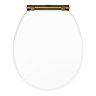 Chatsworth White Soft Close Toilet Seat with Antique Brass Hinge Set