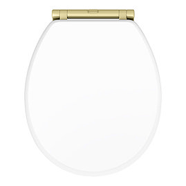 Chatsworth White Soft Close Toilet Seat with Brushed Brass Hinge Set