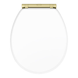Chatsworth White Soft Close Toilet Seat with Brushed Brass Hinge Set