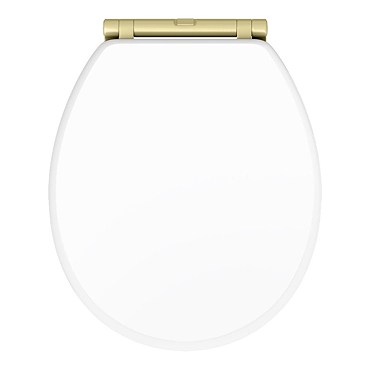 Chatsworth White Soft Close Toilet Seat with Brushed Brass Hinge Set