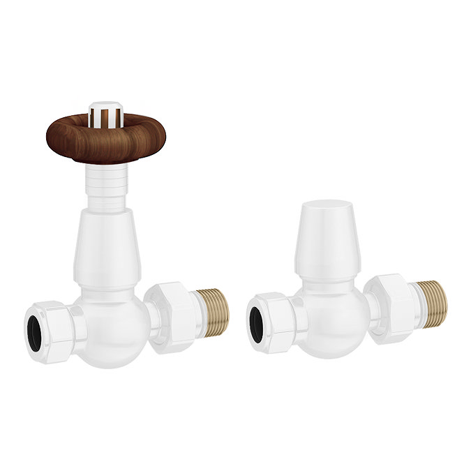 Chatsworth White Thermostatic Straight Radiator Valves - Energy Saving