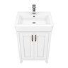 Chatsworth White Traditional Shower Bath Suite - 1700mm with Brushed Brass Screen + White Leg Set  a