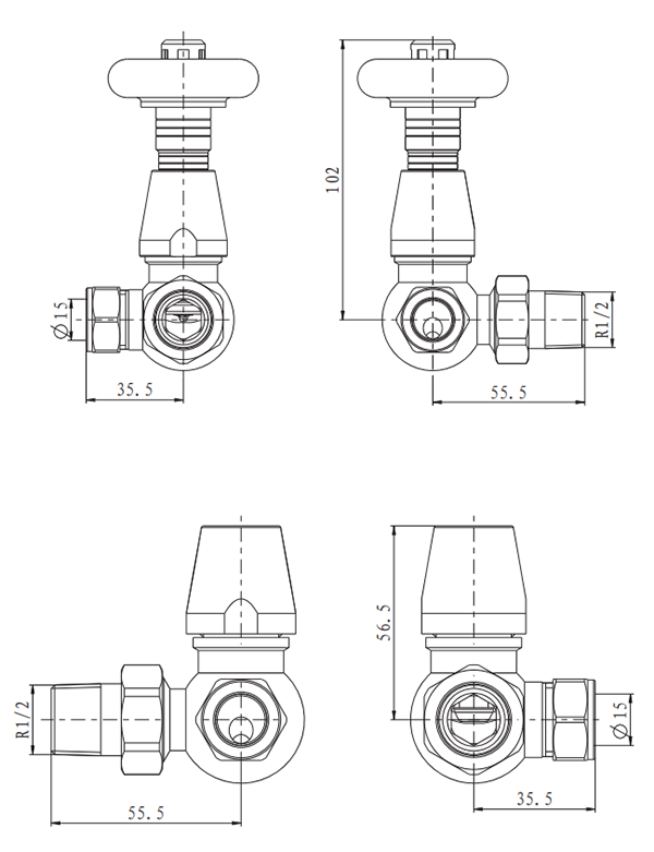 Chelsea Chrome Thermostatic Corner Radiator Valves - Energy Saving