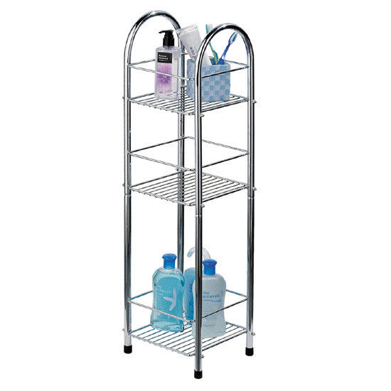 Chrome 3 Tier Bathroom Stand Small/Narrow - Freestanding - 1600730 Large Image