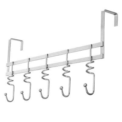 Chrome Effect Over the Door Hanger with 5 Hooks & Swirl Detail - 0509519 Large Image