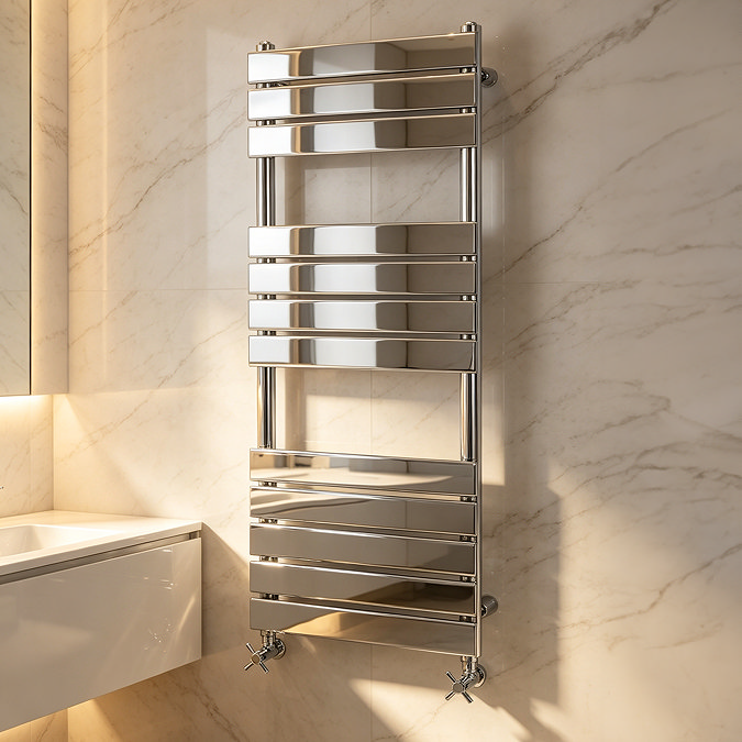 Chrome Flat Panel Heated Towel Rail - 1200mm x 490mm