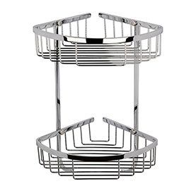 Hudson Reed Chrome Large 2 Tier Corner Basket - LL308 Medium Image