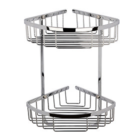 Hudson Reed Chrome Large 2 Tier Corner Basket - LL308 Large Image