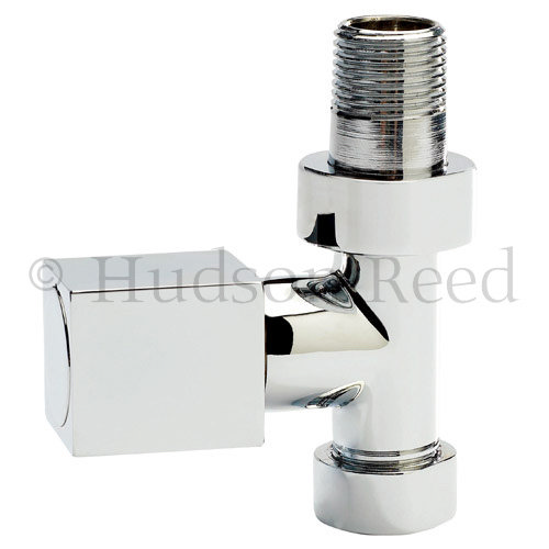 Chrome Square Radiator Valves - Straight at Victorian Plumbing UK
