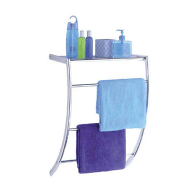 Chrome Wall Mounted Towel Shelf & 3 Bar Unit Large Image