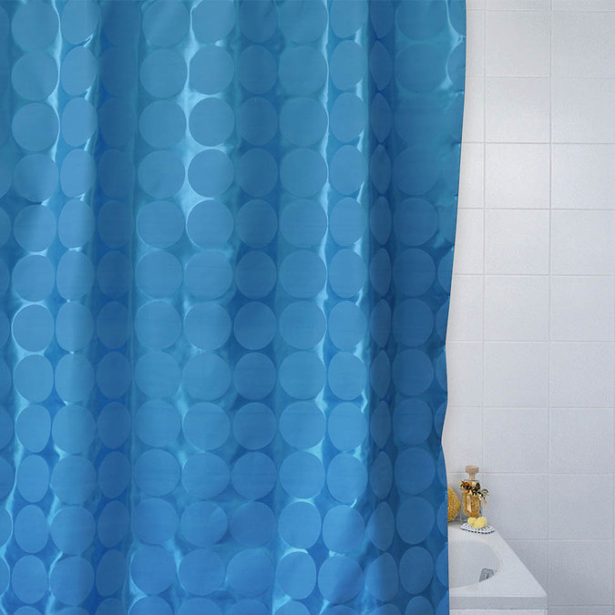 Circles W1800 x H1800mm Polyester Shower Curtain - Blue Large Image