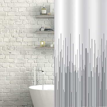 City W1800 x H1800mm White & Grey Shower Curtain