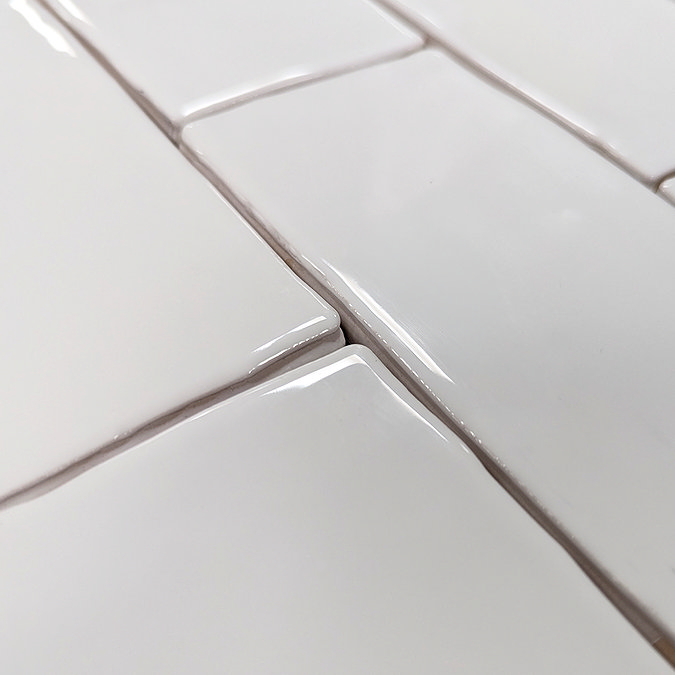 Clara Rustic White Gloss Ceramic Wall Tiles 75 x 150mm