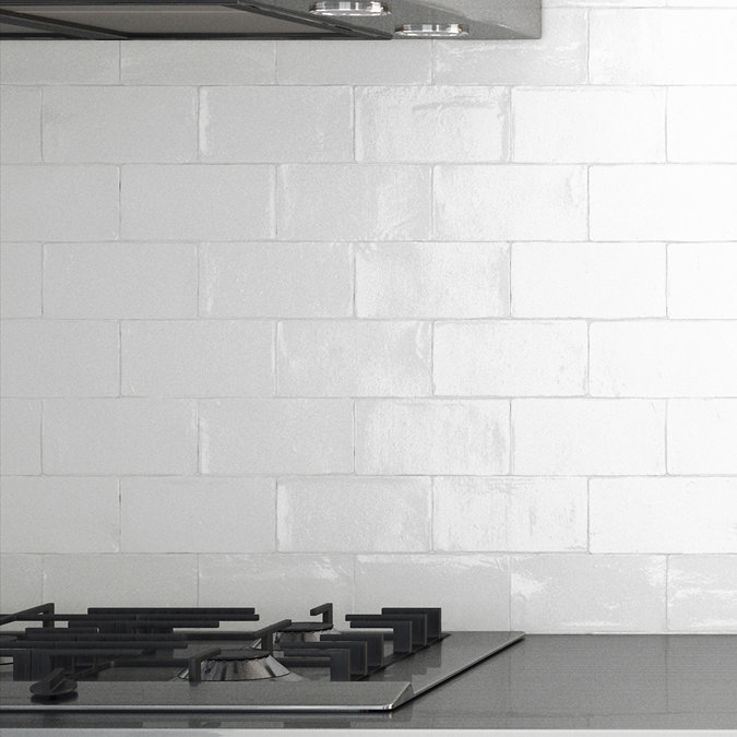 Clara Rustic White Gloss Ceramic Wall Tiles 75 x 150mm