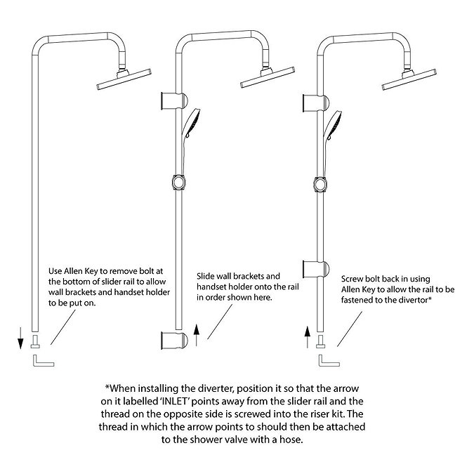 Clarity Square Head Shower Riser Kit - Chrome