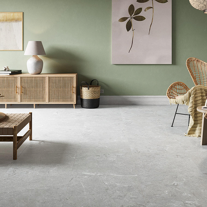 Claro Light Grey Stone Effect Wall and Floor Tiles - 600 x 600mm