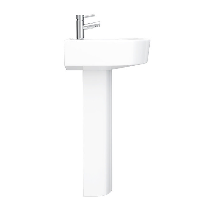 Bianco Round Basin 1TH with Full Pedestal  In Bathroom Large Image