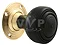 Classic Wooden Beehive Door Knobs with Brass Back Plate Large Image