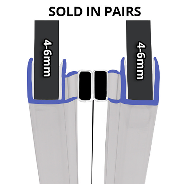 Clear Angled Seal for Shower Door 46mm Glass (Pair)