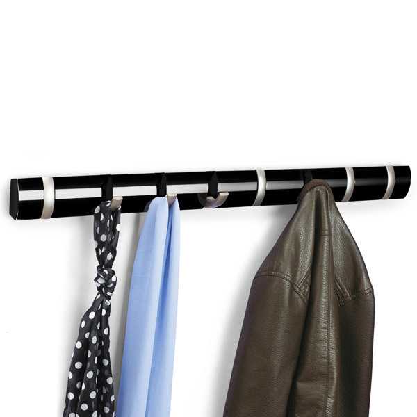 Clearance - Umbra Flip Wall-Mount 8 Hook Rack - High Gloss Black - Ex Display Large Image