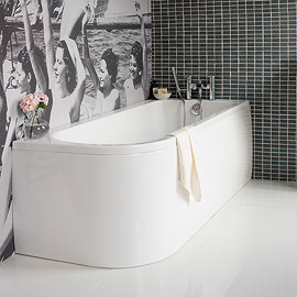 Cleargreen Viride Offset 170cm x 75cm Single Ended Bath + Panel