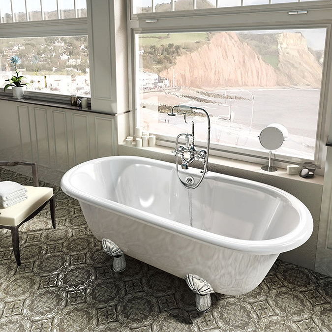 Clearwater - Classico Natural Stone Bath with Classic Chrome Feet - 1690 x 800mm - N9-L3C  Feature Large Image