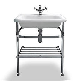 Clearwater - Medium Traditional Roll Top Basin with Stainless Steel Stand - W650 x D470mm Medium Ima