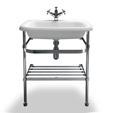 Clearwater - Medium Traditional Roll Top Basin with Stainless Steel Stand - W650 x D470mm Profile La