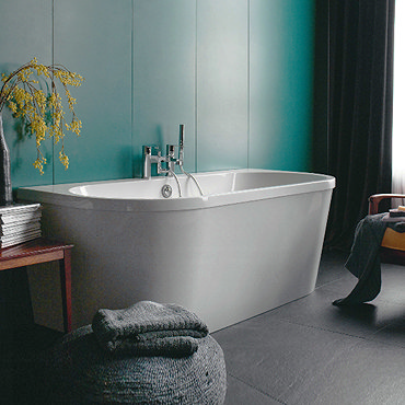 Clearwater - Saturn 1700 x 750 Modern Back to Wall Freestanding Bath - M4 Profile Large Image