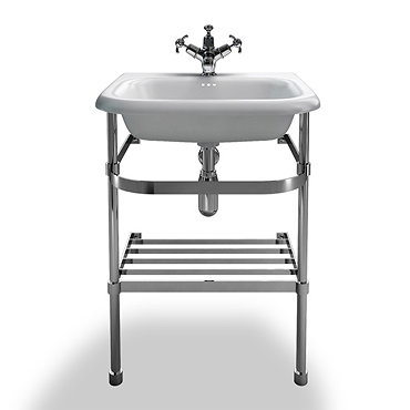 Clearwater - Small Traditional Roll Top Basin with Stainless Steel Stand - W550 x D470mm Profile Lar