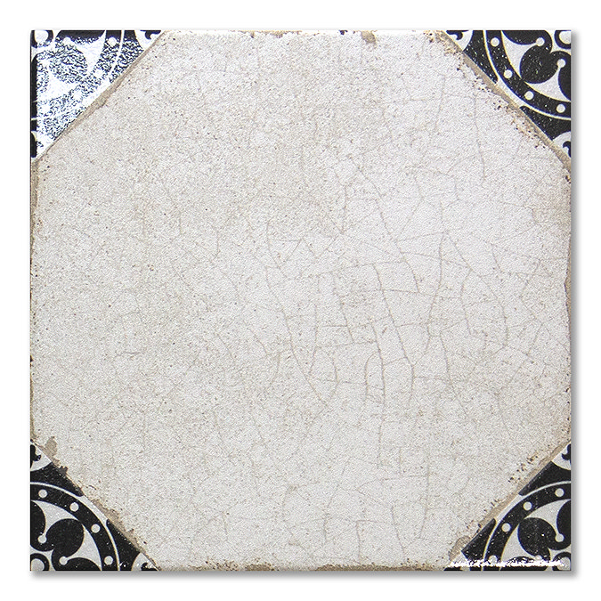 Colburn Octagon Black Vintage Floor Tiles 225 x 225mm