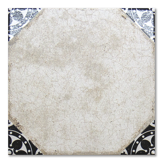 Colburn Octagon Black Vintage Floor Tiles 225 x 225mm