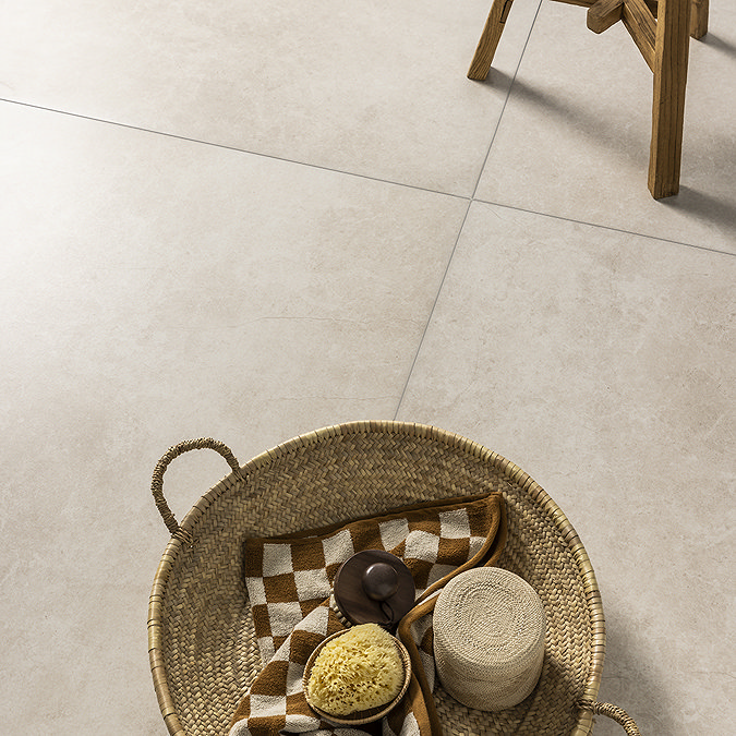 Coleton White Stone Effect Large Format Floor Tile - 1000 x 1000mm