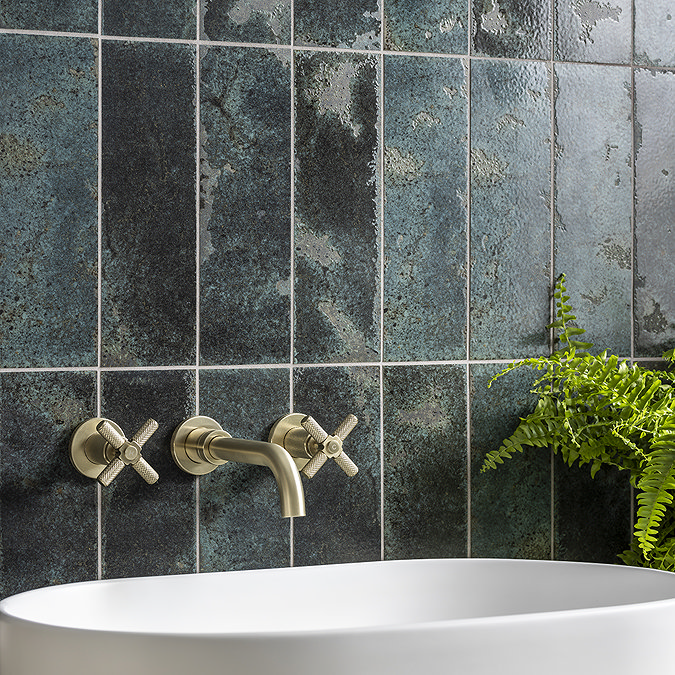 Colmar Rustic Green Gloss Wall Tiles - 100 x 300mm