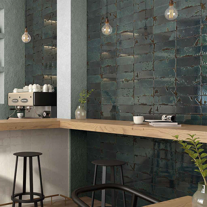 Colmar Rustic Green Gloss Wall Tiles - 100 x 300mm