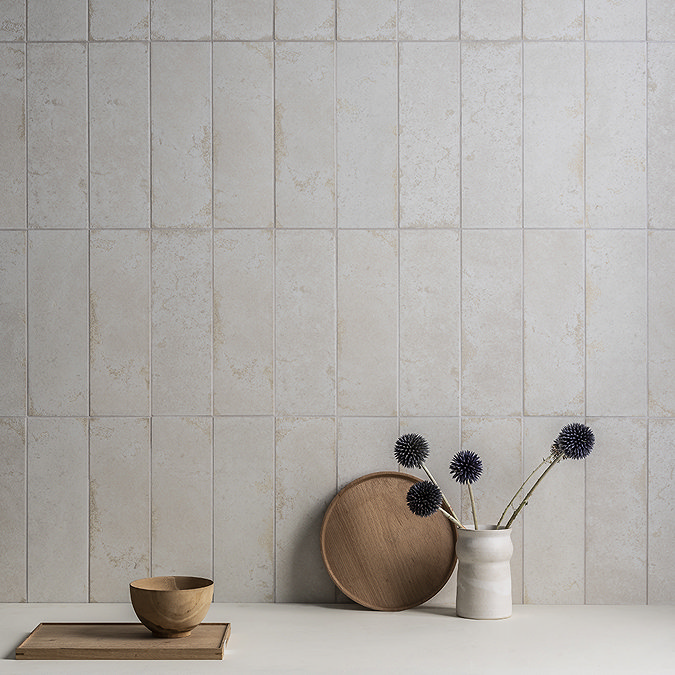 Colmar Rustic White Gloss Wall Tiles - 100 x 300mm