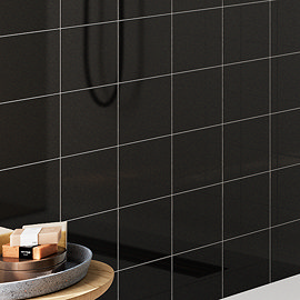 Colour Cascade Black Gloss Wall Tiles - 150 x 150mm