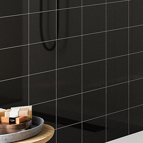 Colour Cascade Black Gloss Wall Tiles - 150 x 150mm