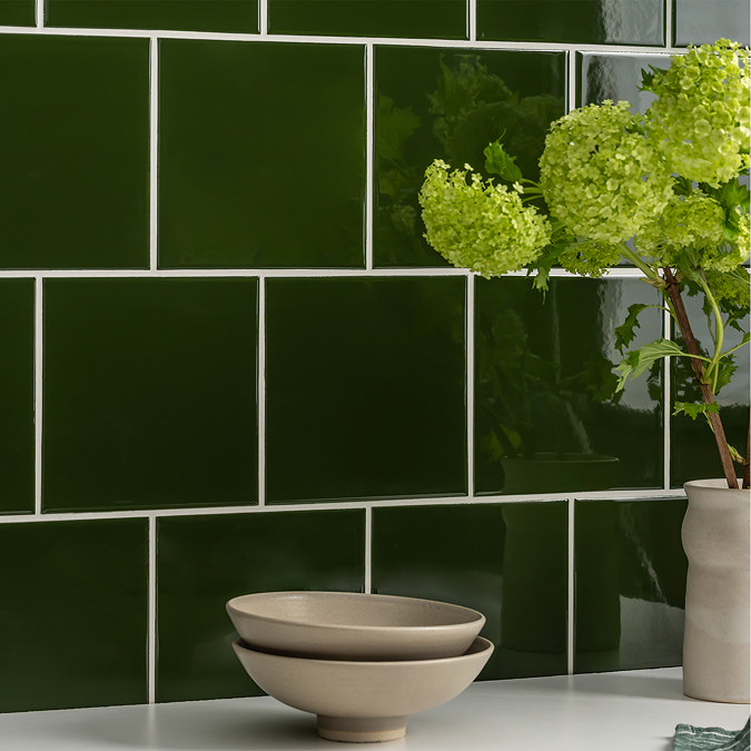 Colour Cascade Green Gloss Wall Tiles - 150 x 150mm
