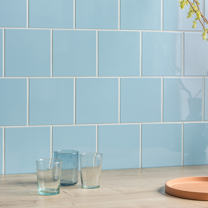 Colour Cascade Light Blue Gloss Wall Tiles - 150 x 150mm