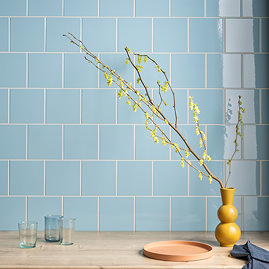 Colour Cascade Light Blue Gloss Wall Tiles - 150 x 150mm