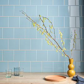 Colour Cascade Light Blue Gloss Wall Tiles - 150 x 150mm