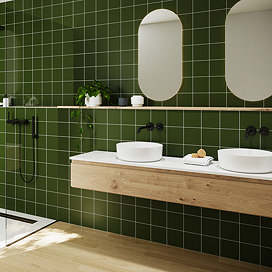 Colour Cascade Matt Green Wall Tiles - 150 x 150mm
